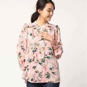 Kate Spade New York long-sleeved botanical floral print blouse in pink
